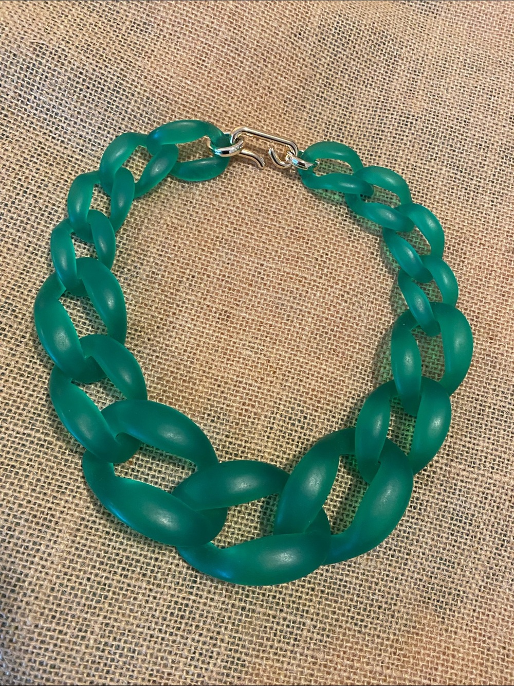 Elegant Green Chunky Chain Acrylic Necklace.